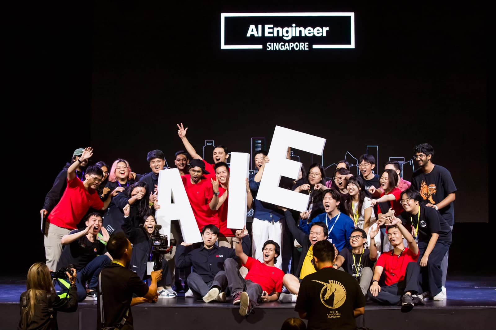 The community on stage at AI Engineer Singapore