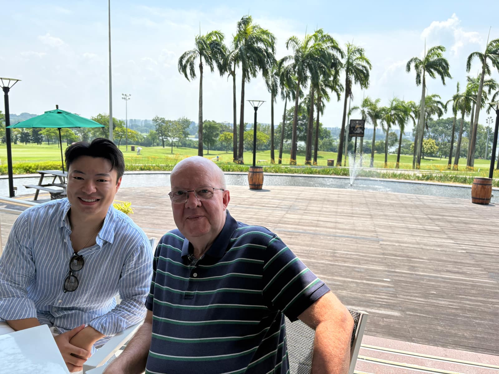 Eugene catching up with a partner in Singapore